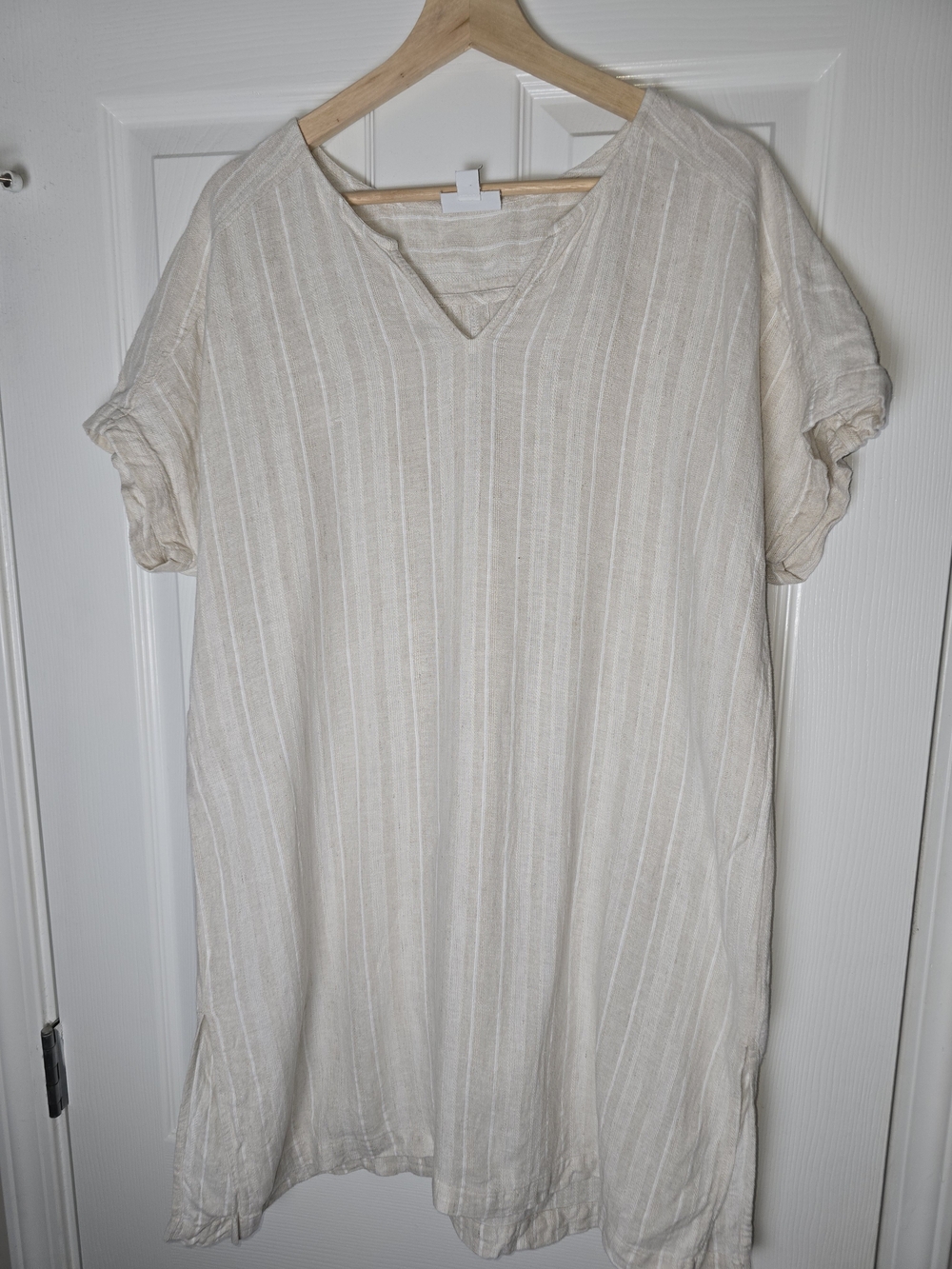 J. Jill Purejill Women's Cream V-Neck Linen Dress Size Medium